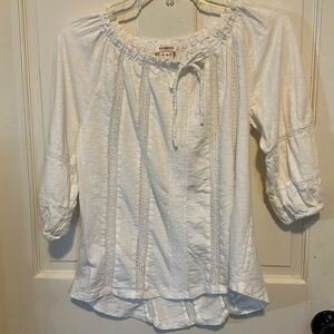 Sundance Womens White Peasant Boho Top size XSMALL